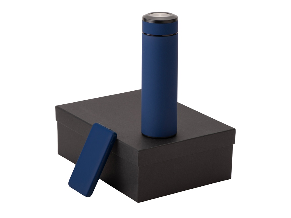 Подарочный набор с термосом и повербанком С2, темно-синий-0