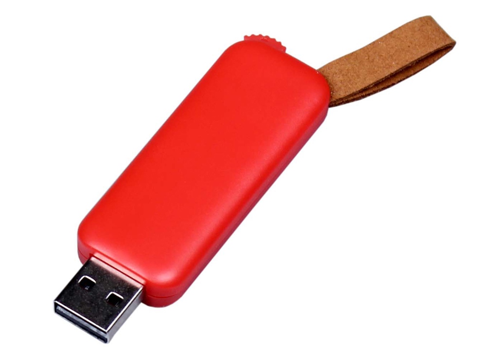 USB-флешка промо на 64 Гб прямоугольной формы, выдвижной механизм, красный-0