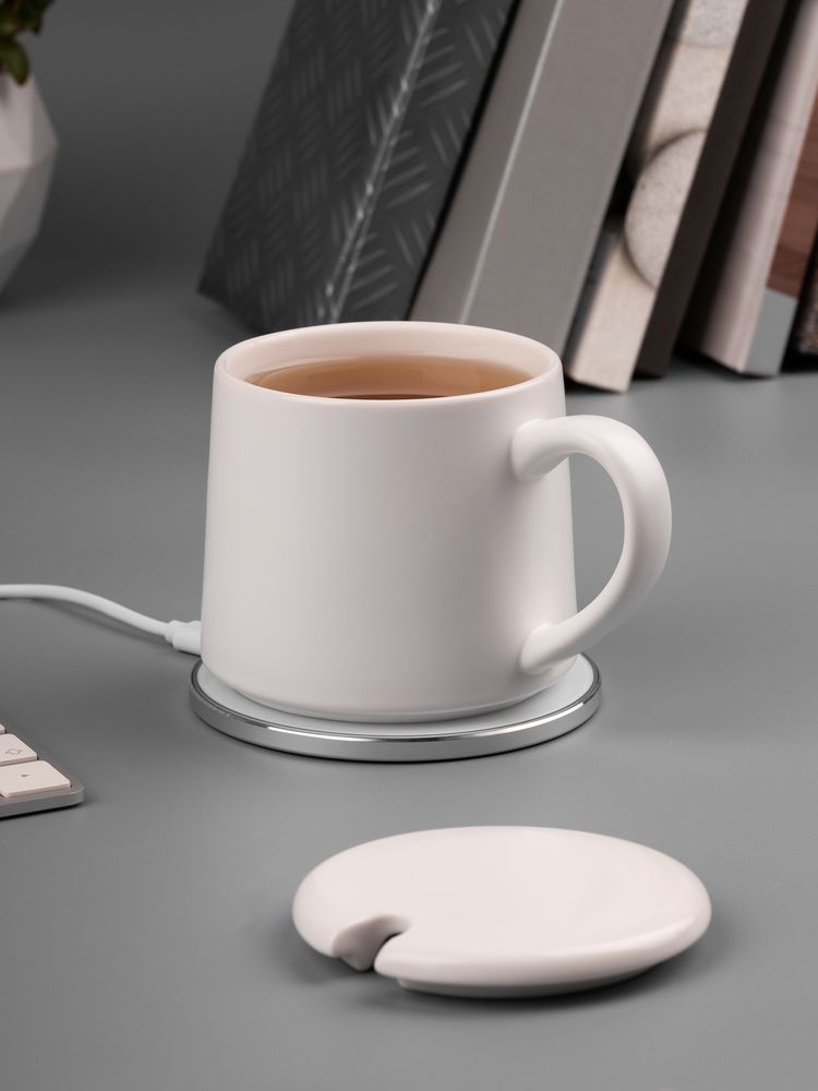 Кружка с подогревом и беспроводной зарядкой dualBase ver. 2.0 Matt, белая-5