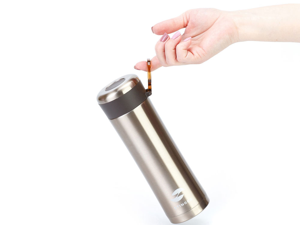 Термокружка Stinger, 0,42 л, сталь/пластик, золотой глянцевый, 7,5 х 6,9 х 22,2 см-4