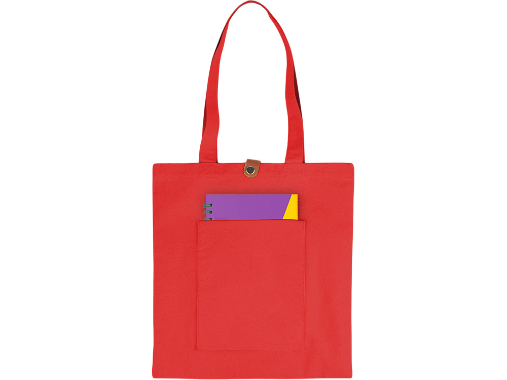 Сумка Clip из хлопка 340 г/м2 с застежкой из экокожи, красный-2