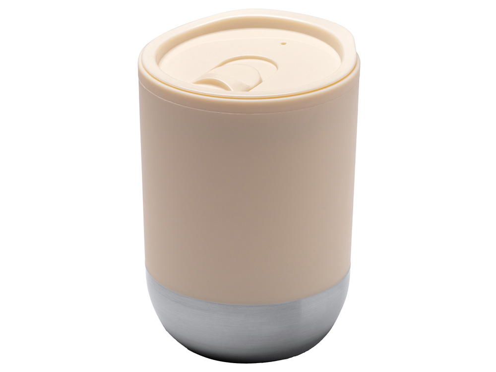 Термокружка LINDE с двойными стенками из переработанного полипропилена, бежевый-5