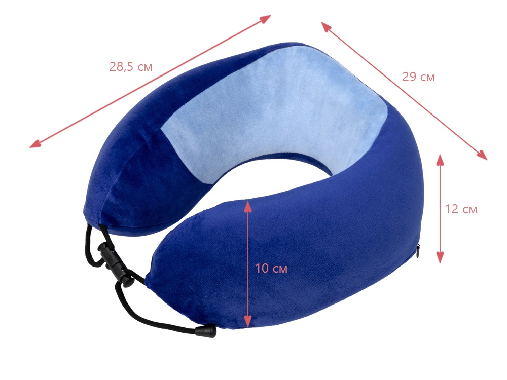 Подушка TORBER, дорожная, с эффектом памяти, синяя, полиэстер+спандекс-5