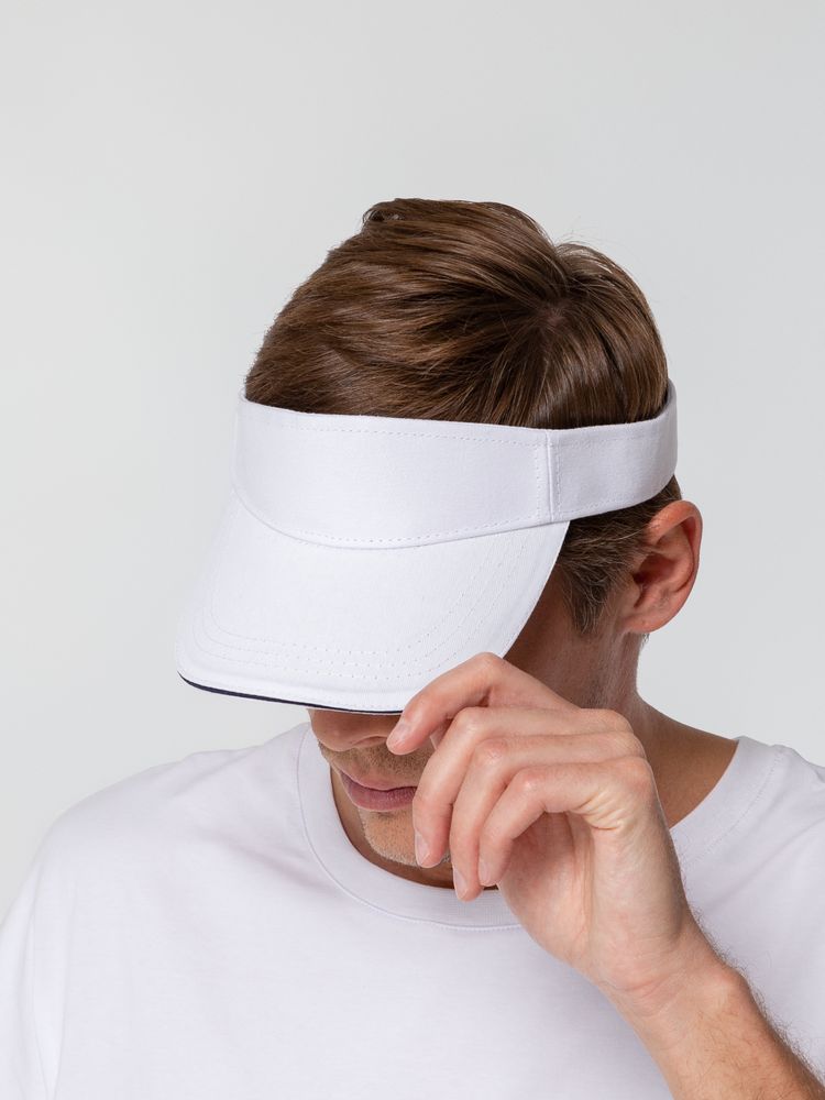 Козырек Active, белый с темно-синим кантом-3