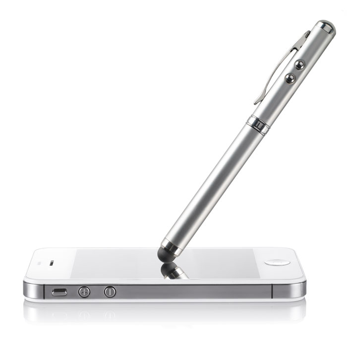 Ручка с фонариком и указкой, тускло-серебряный-11