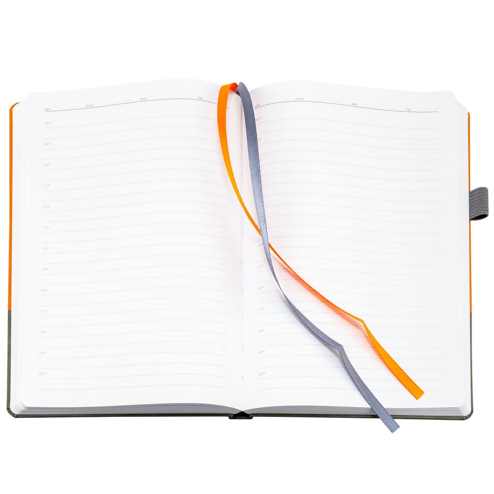 Ежедневник Horizon, недатированный, серый с оранжевым-6