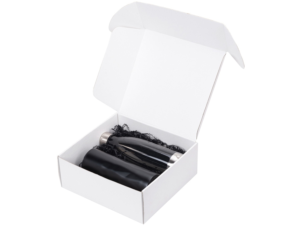 Подарочный набор с термокружкой и бутылкой Water cross, черный-2