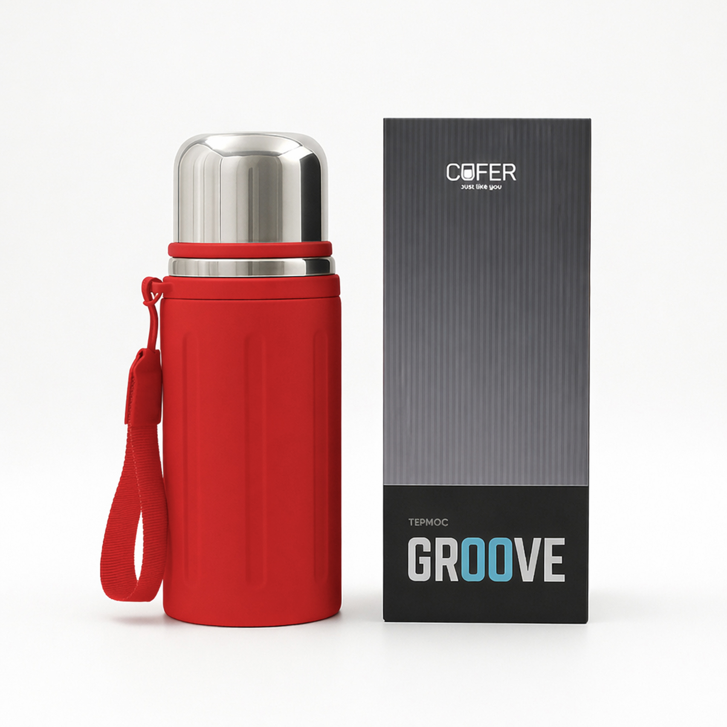 Термос Groove (красный)-4