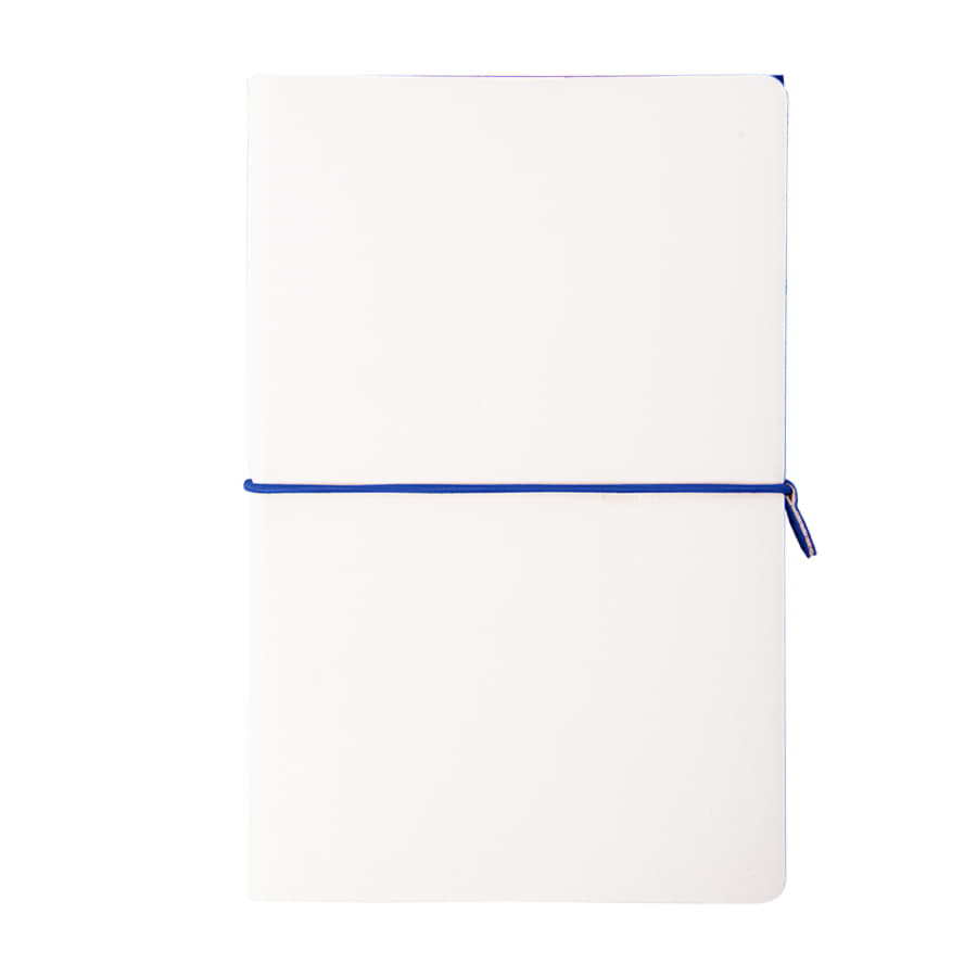 Бизнес-блокнот "Combi", 130*210 мм, бело-тем-синий, кремовый форзац, гибкая обложка, в клетку/нелин, белый, темно-синий-1