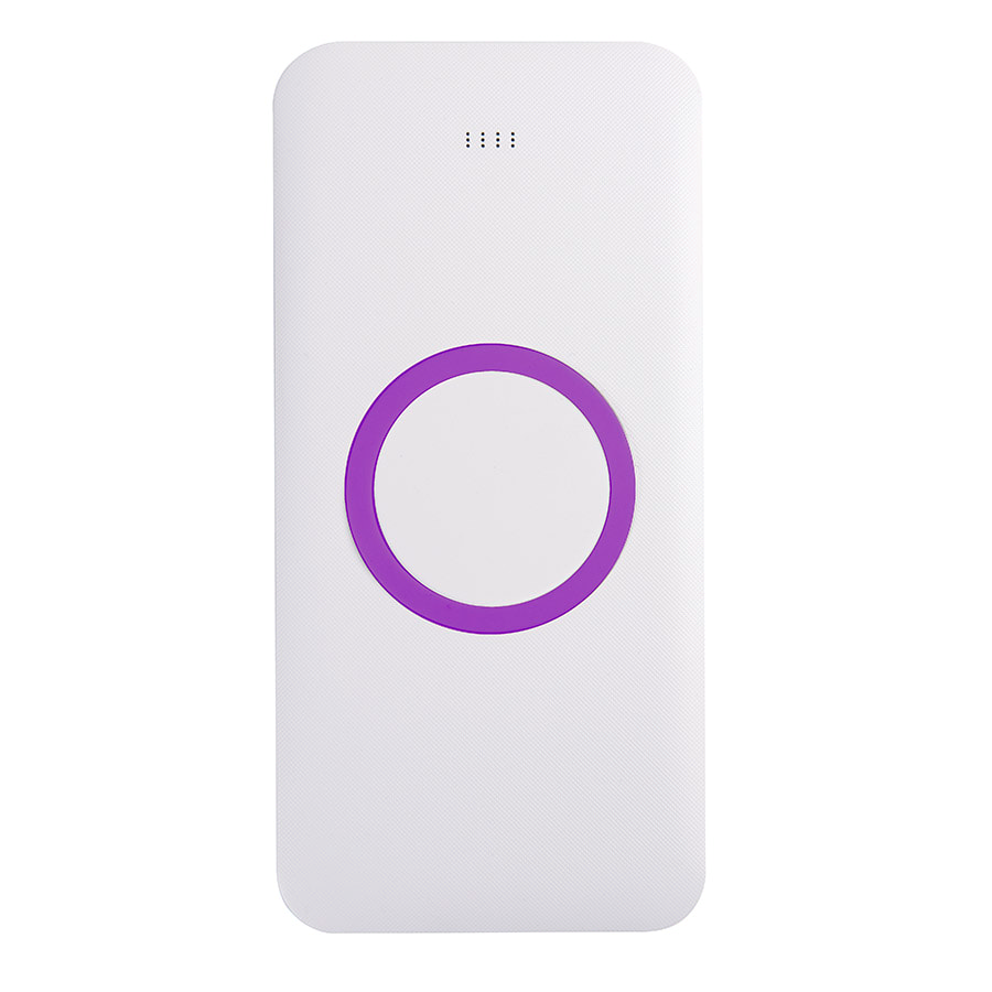 Универсальный аккумулятор с функцией беспроводной зарядки SATURN,белый с фиолетовым,15х7,3х1, белый, фиолетовый-0
