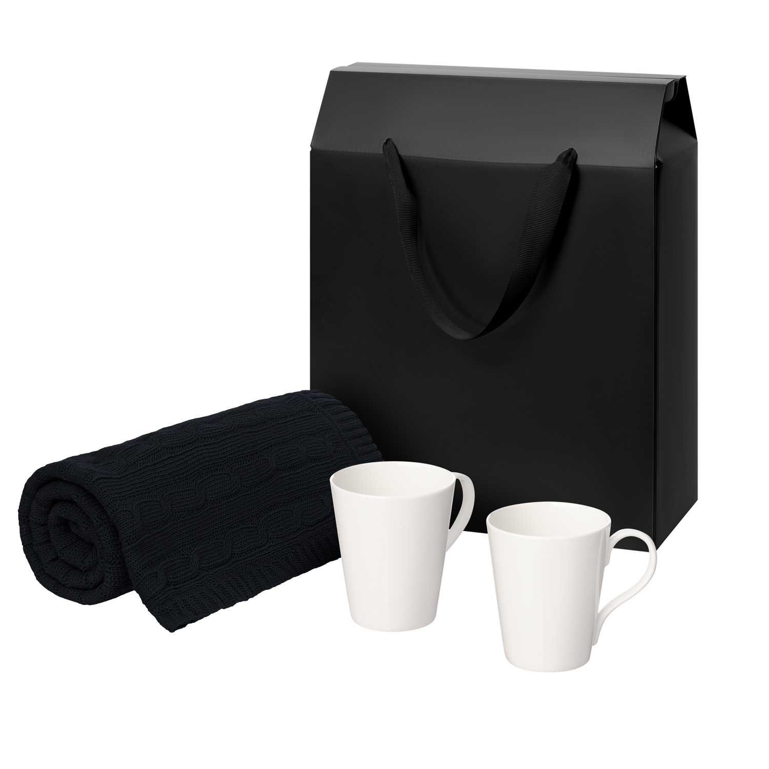 Подарочный набор Веста (Vesta), Фадо (Fado), темно-синий в черной коробке-пакете (две фарфоровых кружки)-0