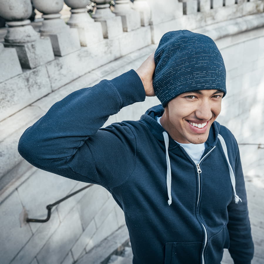 Шапка вязаная SHINE светоотражающая из материала rPET/рециклированного полиэстера, темно-серый-4