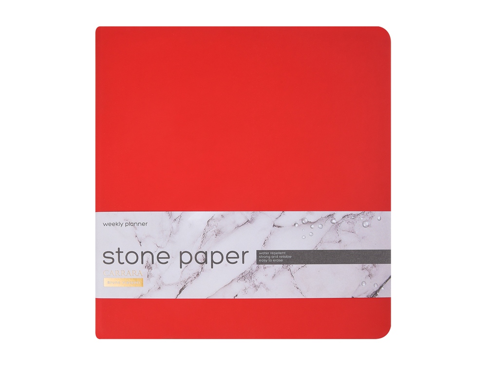 Еженедельник с каменной бумагой А5+ Carrara, красный-1