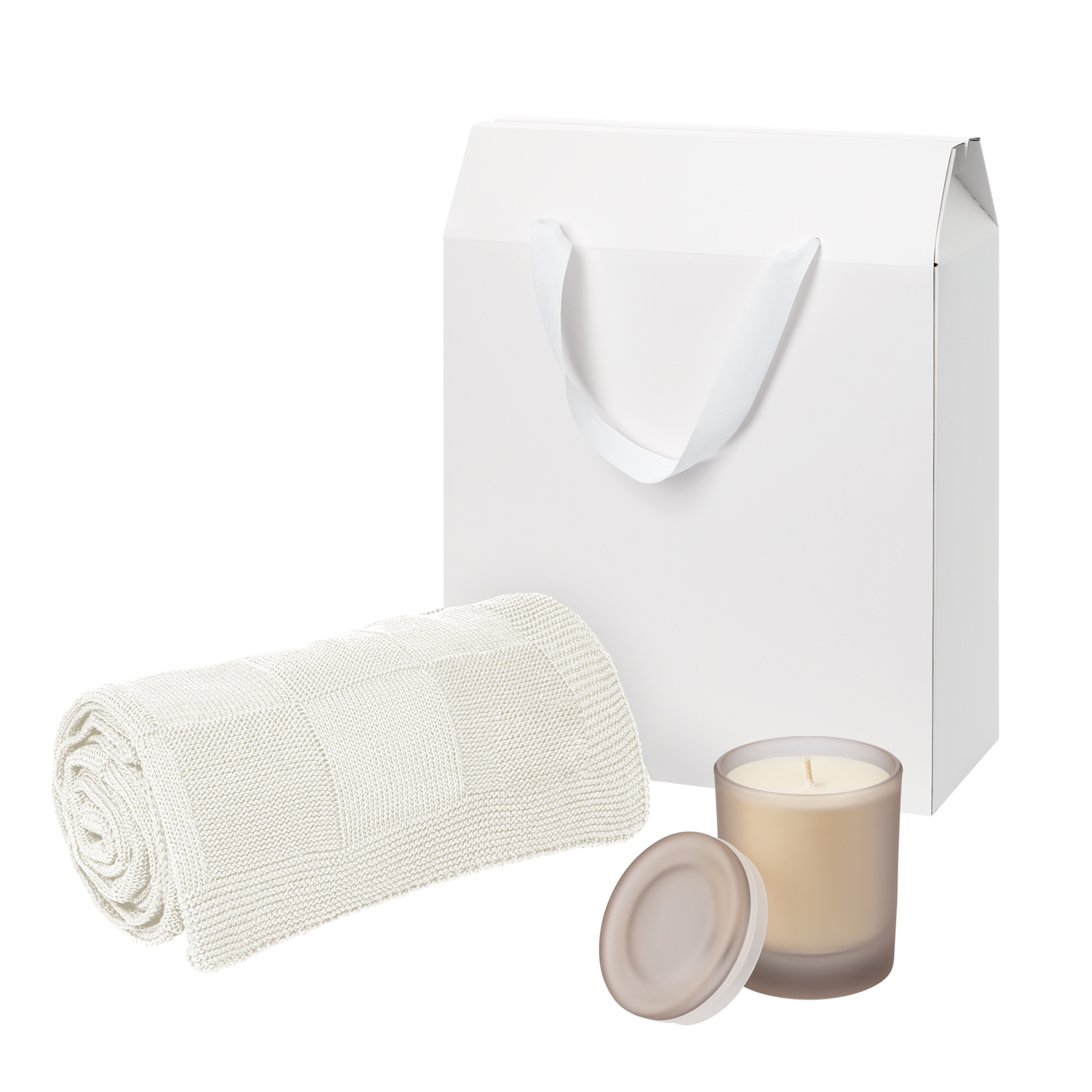 Подарочный набор Мизу (Mizu), Селла (Cella), бежевый (свеча, плед)-0