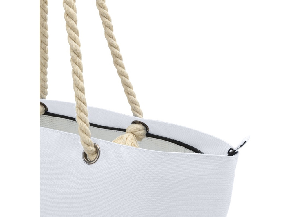 Panama пляжная эко-сумка-холодильник из переработанного материала, с ручками-шнурками 23L, белый-5