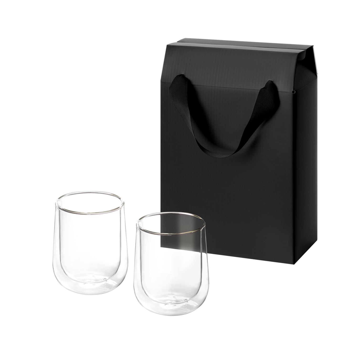 Подарочный набор 2 стеклянных стакана Lungo в коробке-пакете-0