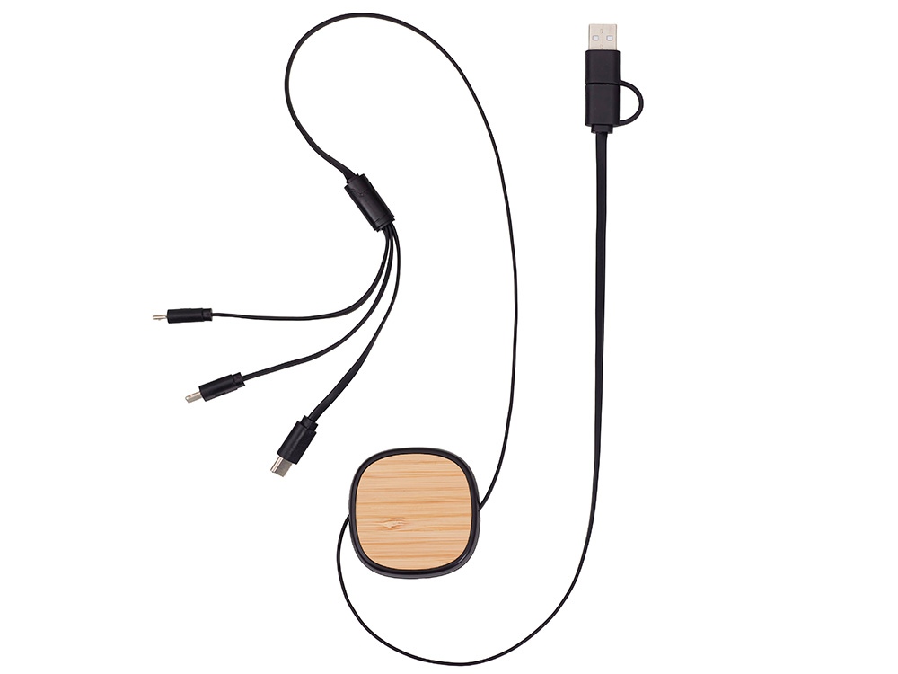 Универсальный кабель с ретрактором 3-в-1 Retrax, черный-3