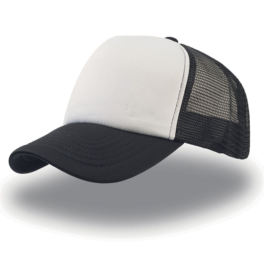 Бейсболка RAPPER, 5 клиньев, пластиковая застежка, белый, черный-0