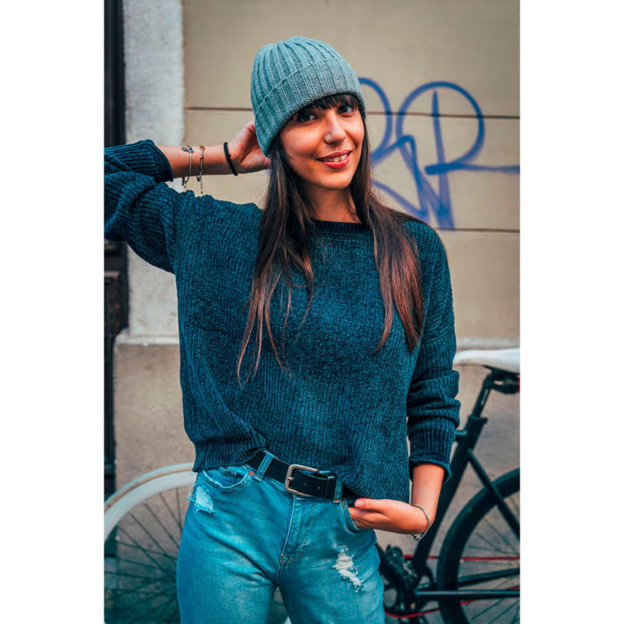 Шапка вязаная SHORE с отворотом из материала rPET/рециклированного полиэстера, темно-серый-2