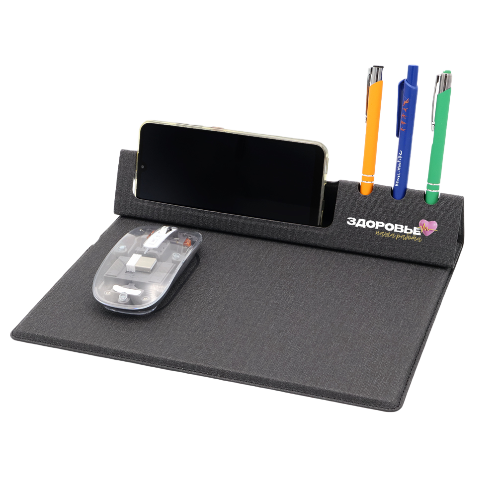 Коврик для мышки с беспроводной зарядкой Rolter, Серый-4