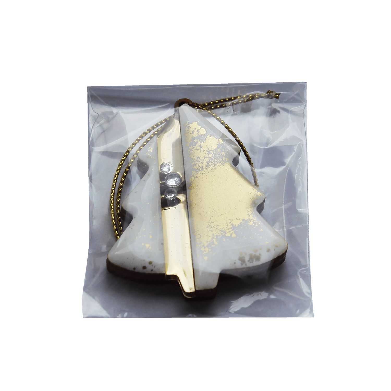 Ёлочная игрушка Ёлочка (белый с золотым )-7