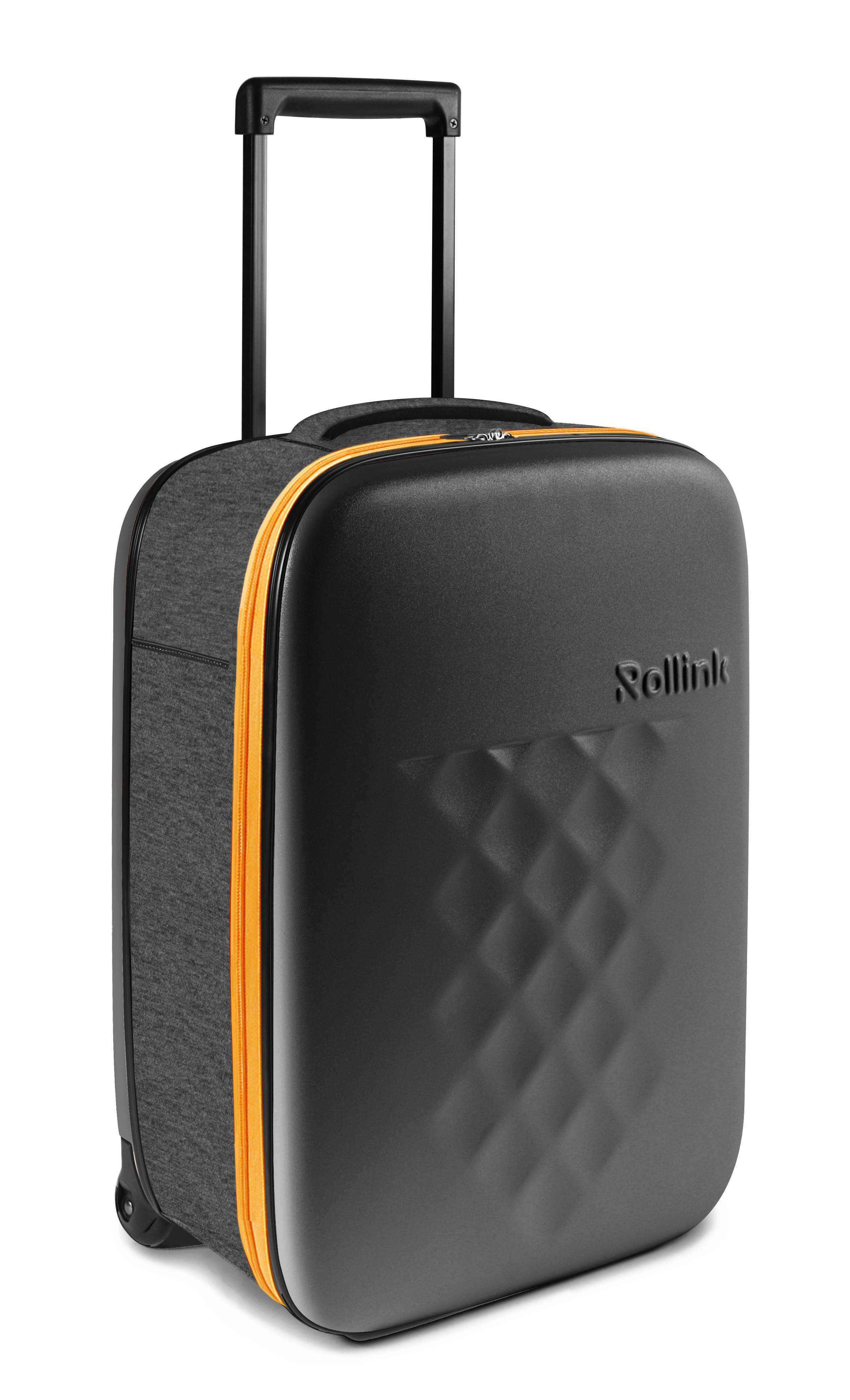 Чемодан складной Rollink Earth 55x40x20 см, 2 колеса, черный/оранжевый-1