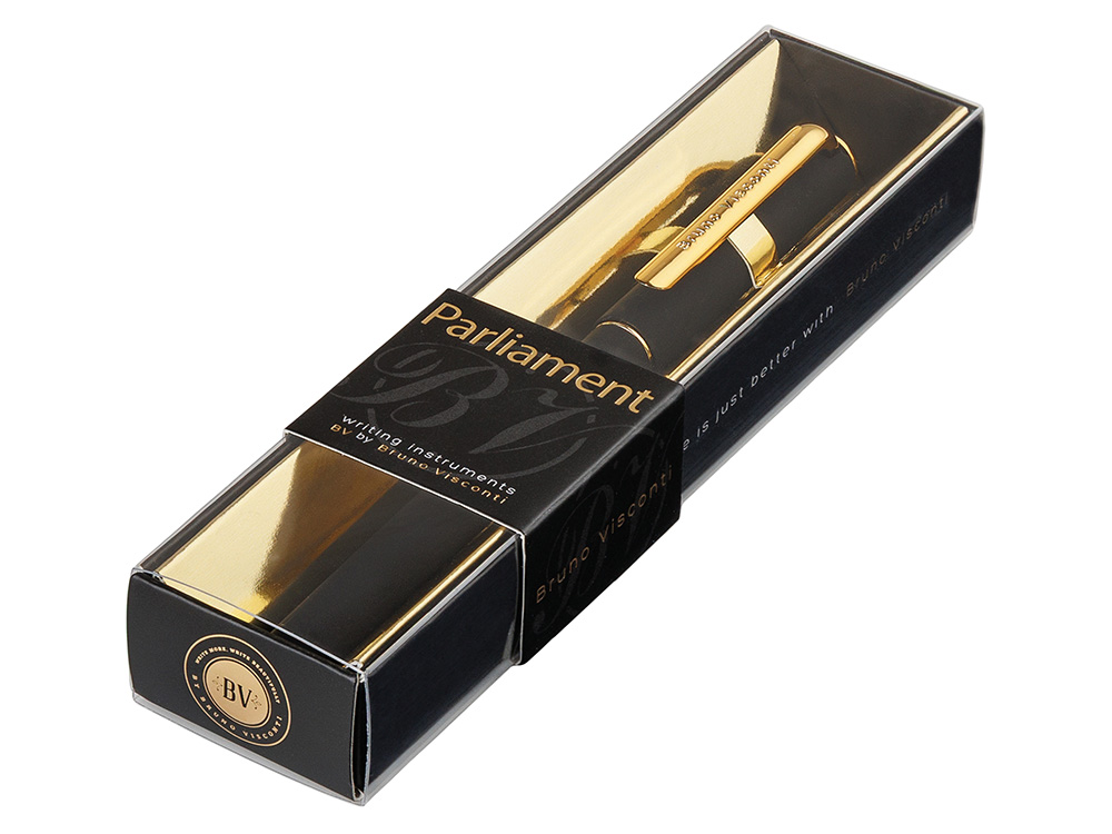 Ручка пластиковая шариковая Parliament, 0,7 мм, синие чернила, черный/золотистый-3