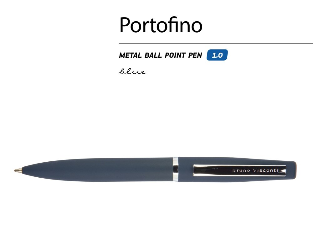 Ручка металлическая шариковая Portofino, софт-тач, 1.0 мм, синий-1