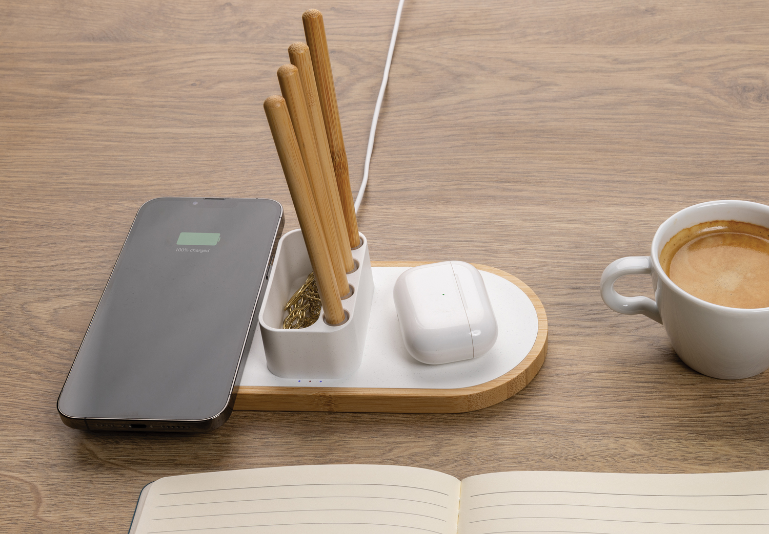 Док-станция Ontario 2-в-1 с органайзером из переработанного пластика RCS, 10 Вт-4