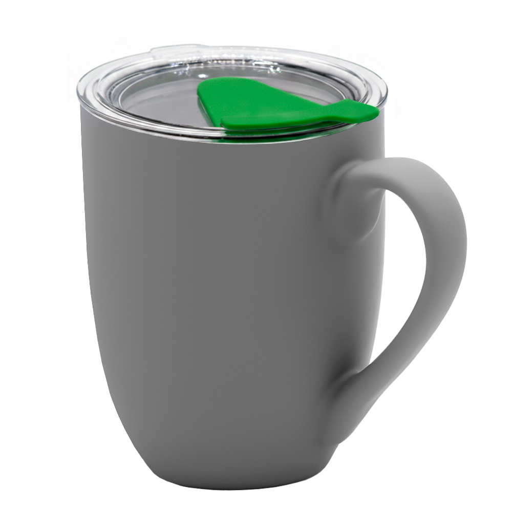 Кружка с крышкой Velvet Duo, Тёмно-серый/зелёный-0