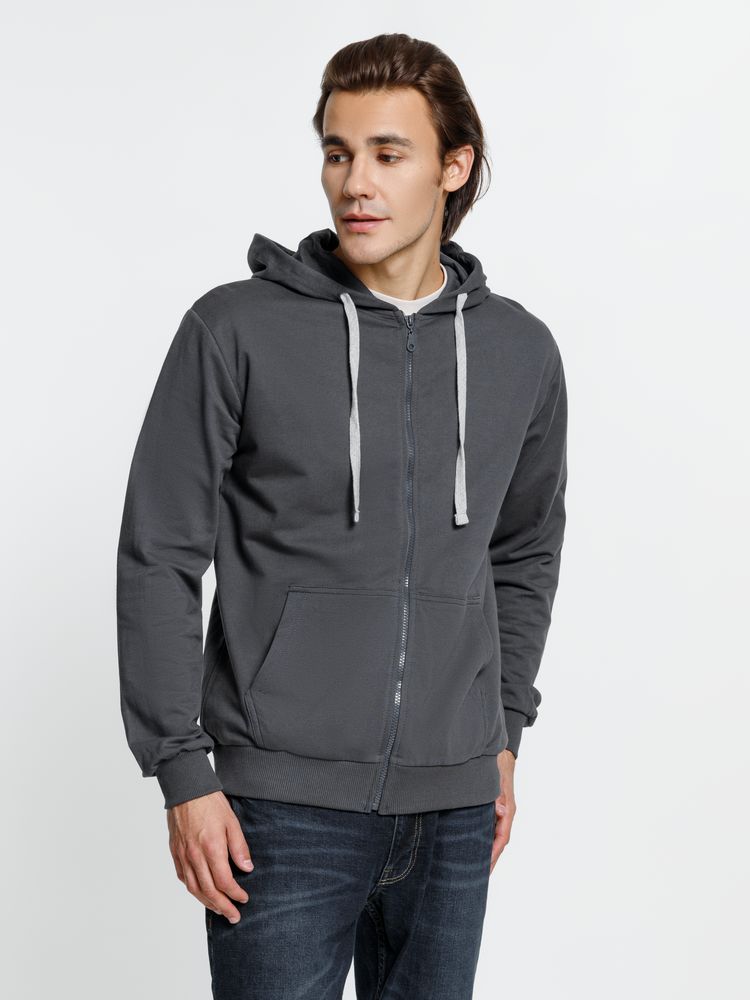 Толстовка на молнии с капюшоном Siverga, темно-серая (графит)-4