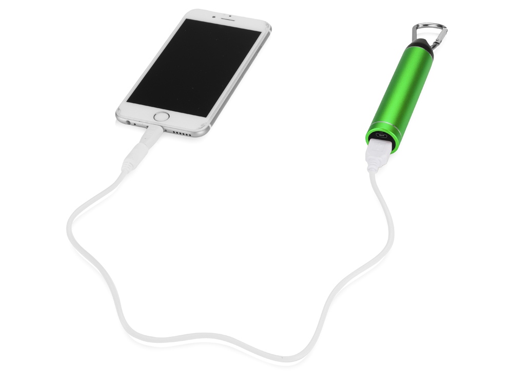 Портативное зарядное устройство Марс с карабином, 2600 mAh, зеленый-1