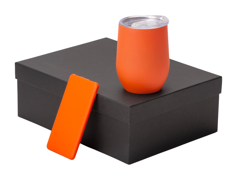 Подарочный набор с термокружкой и повербанком С1, 5000 mAh, оранжевый-0