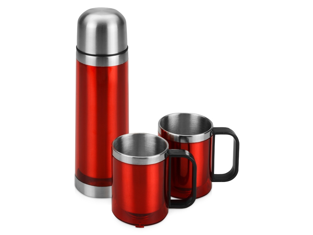 Набор Походный с чехлом: термос, 2 кружки, красный-1