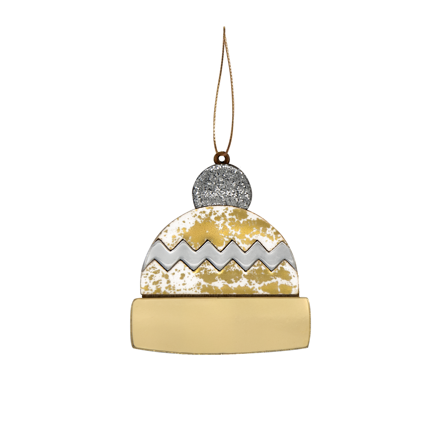 Ёлочная игрушка Шапочка (белый с золотым )-0