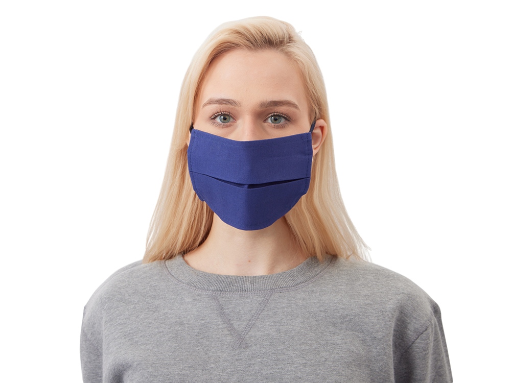 Маска для лица многоразовая из хлопка, синий-3