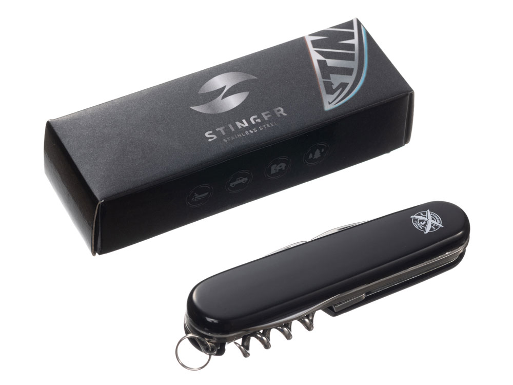 Нож перочинный Stinger, 90 мм, 11 функций, материал рукояти: АБС-пластик (чёрный)-5
