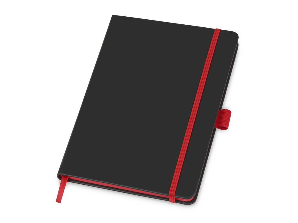 Блокнот ColorNote Black, твердая обложка A5, 80 листов, черный с красным-0