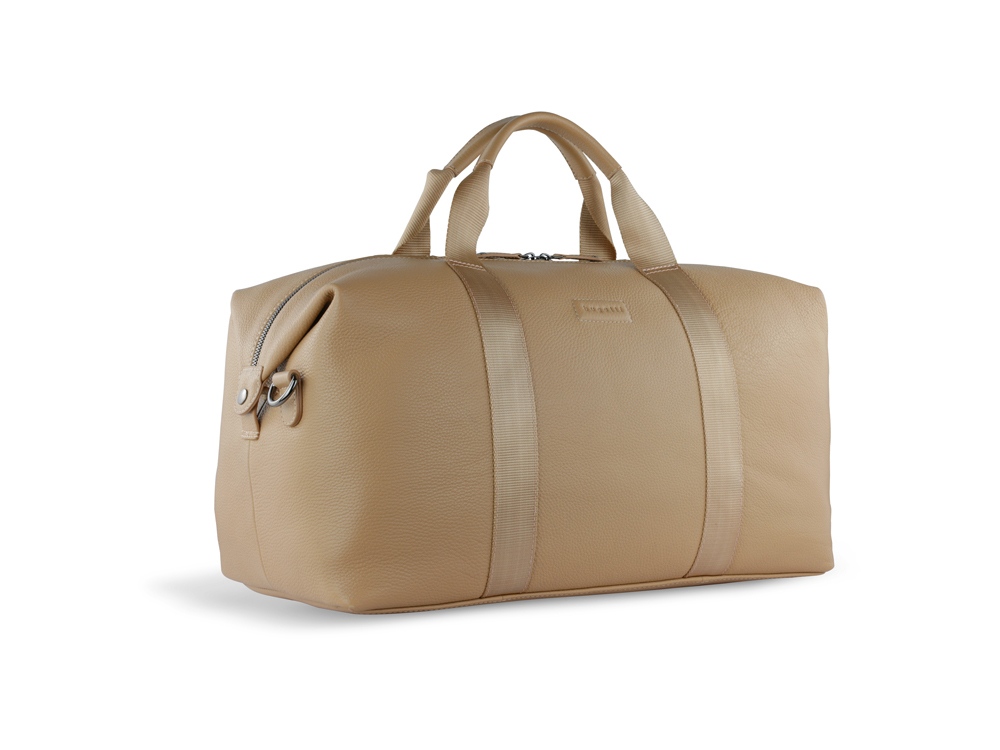 Сумка дорожная BUGATTI Elsa, песочного цвета, воловья кожа/полиэстер, 47х22х24 см-0
