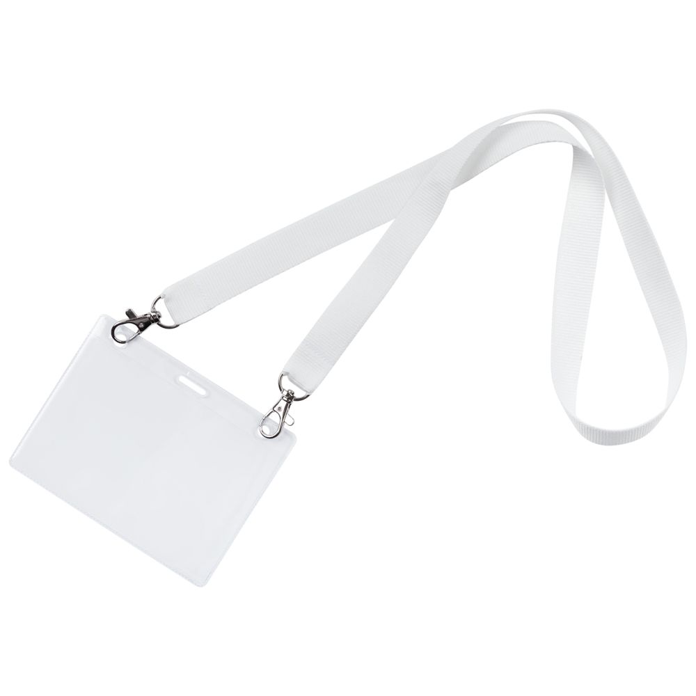 Лента для бейджа с 2 карабинами Carabine Duo, белая-1