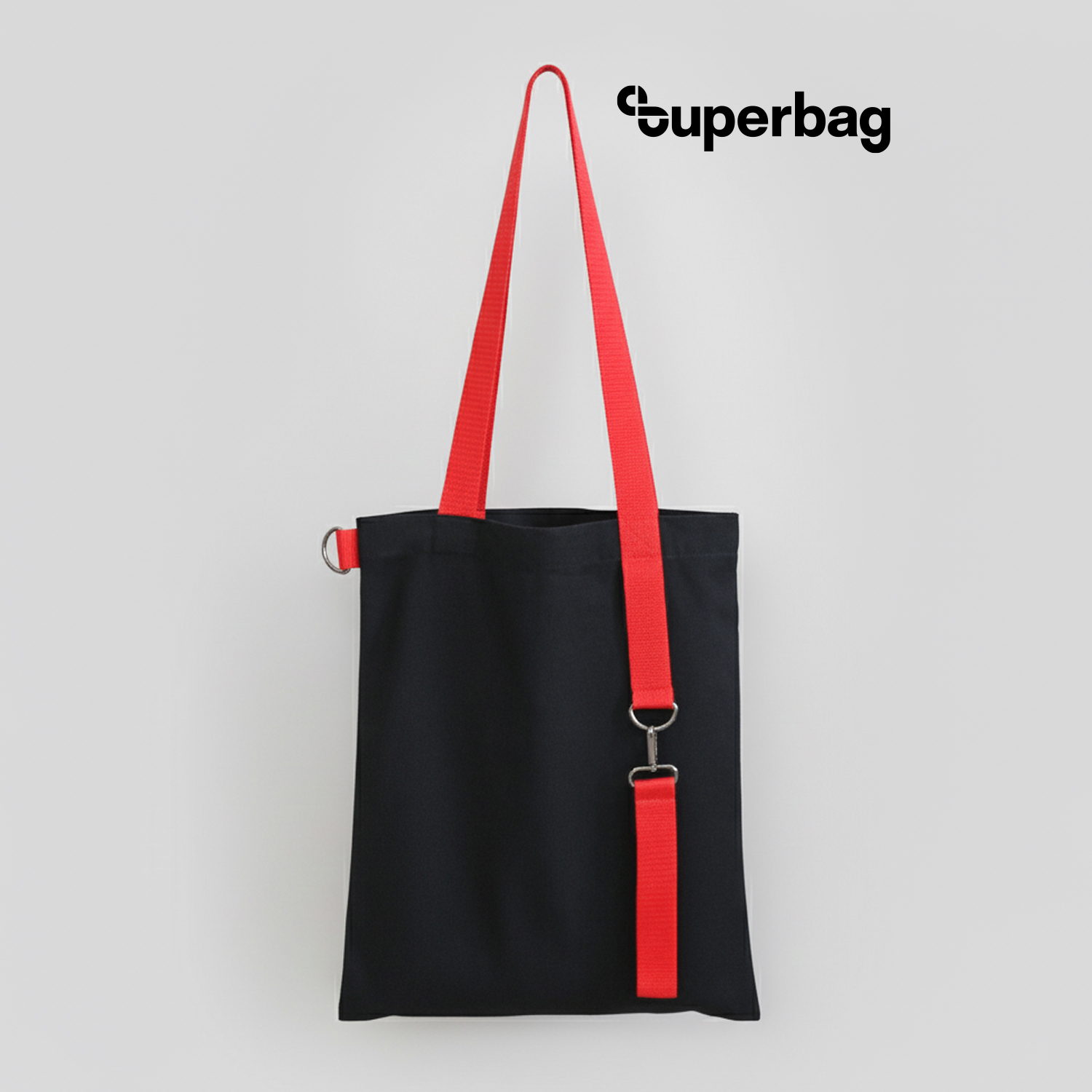 Шоппер Superbag black с ремувкой 4sb (чёрный с красным)-0