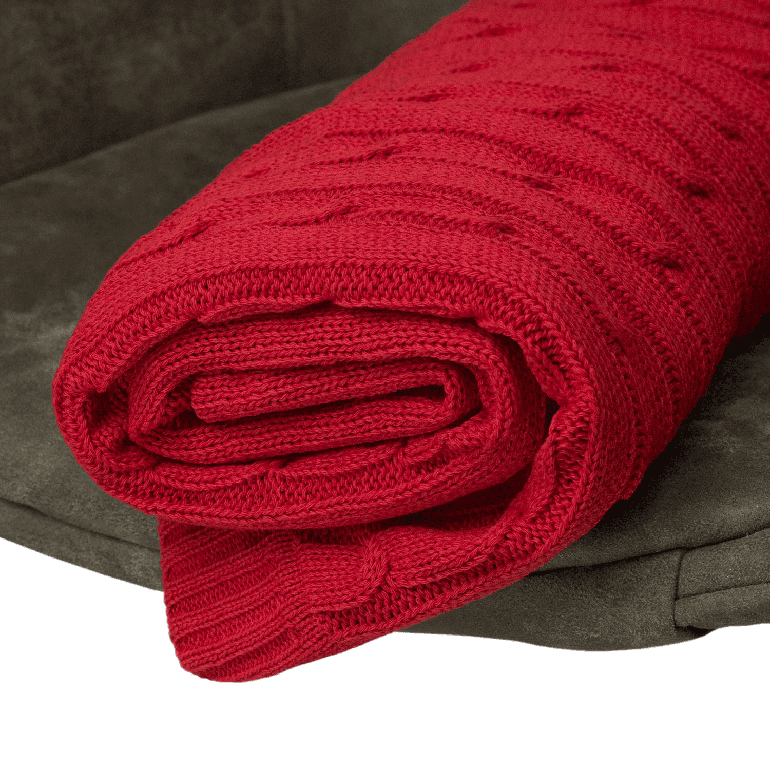 Плед Фадо (Fado) вязаный, красный (без подарочной коробки)-6