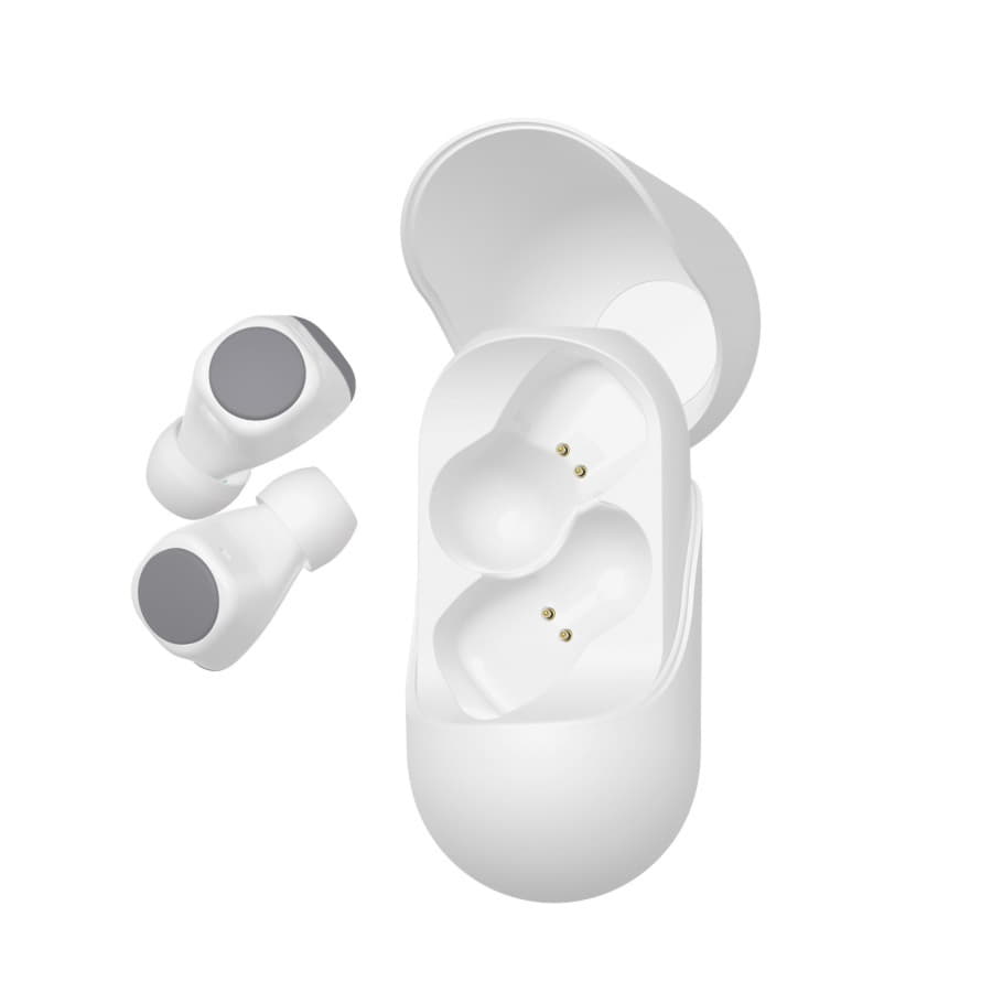 Наушники беспроводные GEOZON WAVE, с зарядным боксом, покрытие soft touch, белые, белый-1