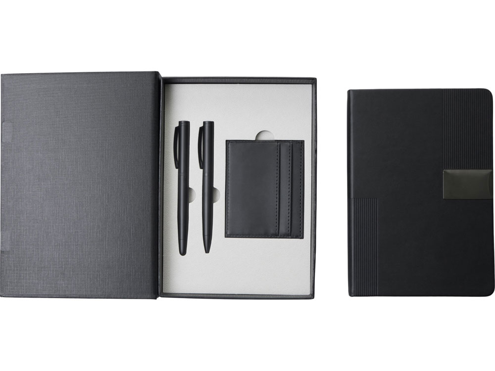 Подарочный набор Goethe с блокнотом А5, 2-мя ручками и картхолдером, черный-6