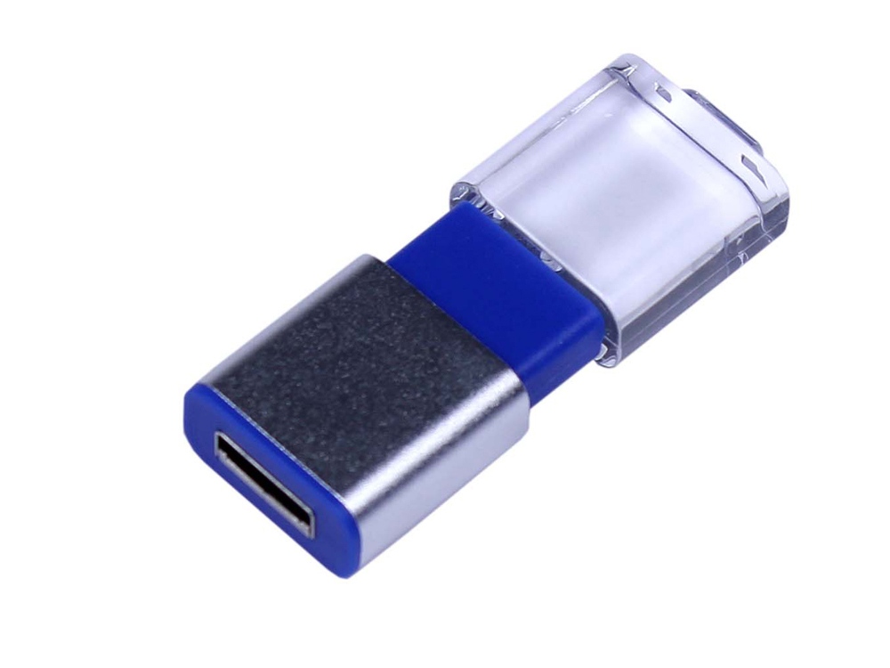 USB-флешка промо на 32 Гб прямоугольной формы, выдвижной механизм, синий-1
