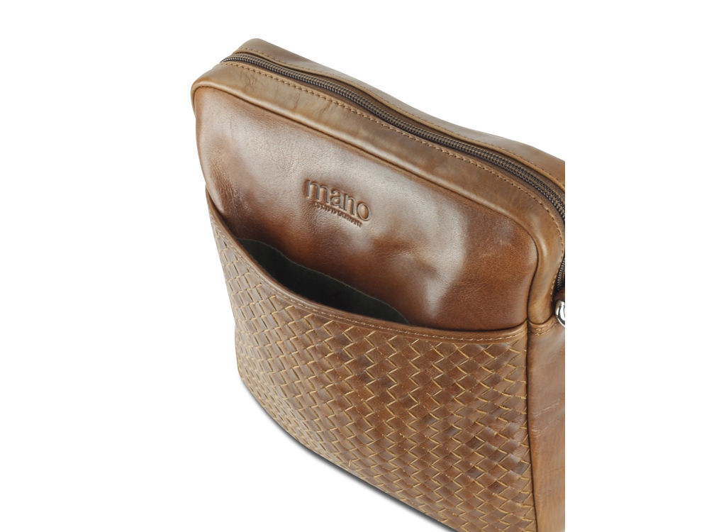 Сумка через плечо Mano Don Luca, натуральная кожа в коньячном цвете, 23 х 26,5 х 4,5 см-3