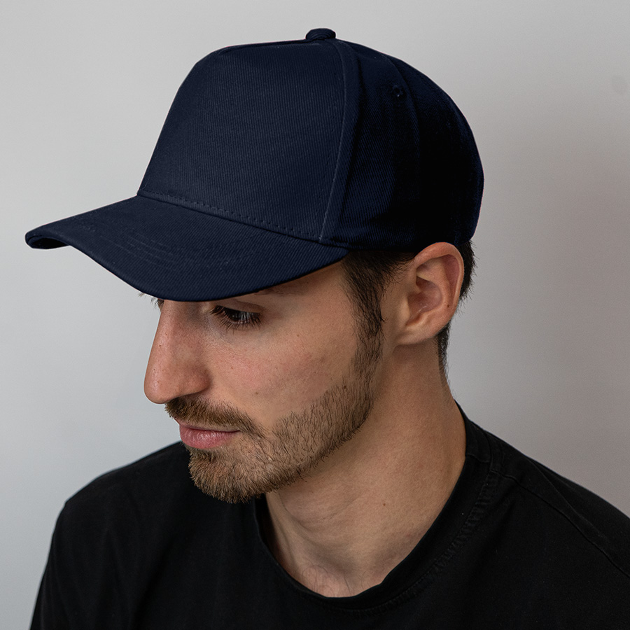 Бейсболка Boston, 5 клиньев, металлическая застежка, темно-синий-1