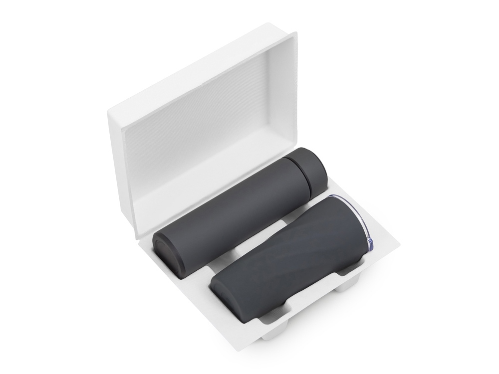 Подарочный набор FAMILY с термосом и термокружкой, серый-1