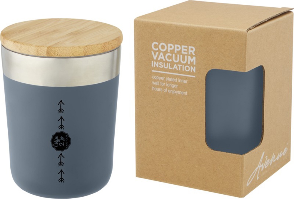 Lagan Кружка с медной вакуумной изоляцией объемом 300 мл и бамбуковой крышкой, синий-6