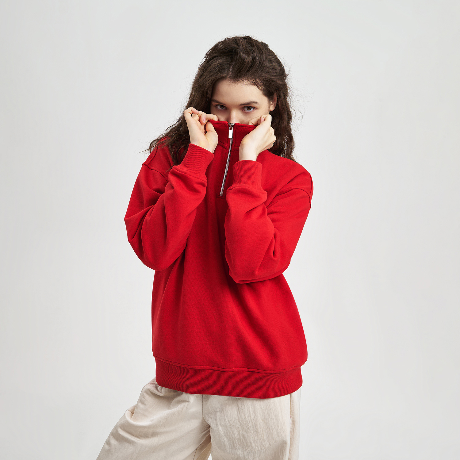 Толстовка на молнии унисекс FLOW, красная-2